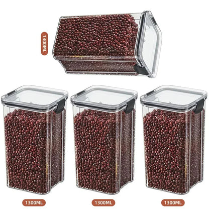 460/700/950/1300/1800ml Thick Sealed Storage Tank Transparent Square Dried Fruit Storage Box Kitchen Grain Storage Jar Container