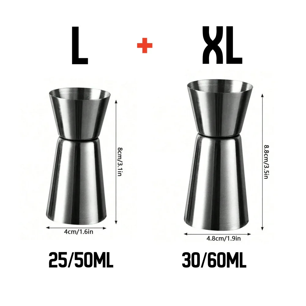 Stainless Steel Dual Shot Jigger & Cocktail Measurer – Bar Tool Peg Measurer for Drinks & Alcohol