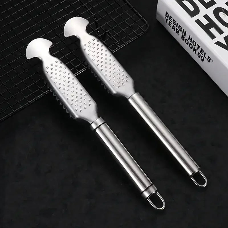 Stainless Steel Fish Scale Scraper & Belly Knife – Multi-Use Ginger & Garlic Grater Kitchen Tool