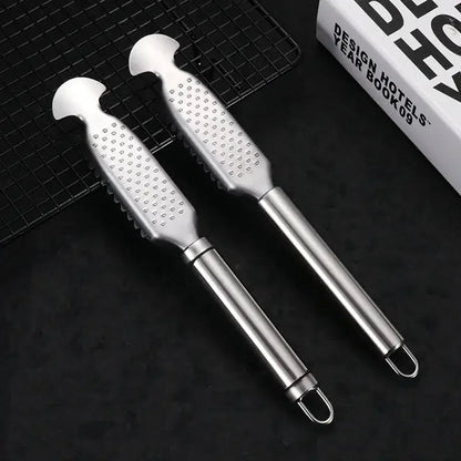 Stainless Steel Fish Scale Scraper & Belly Knife – Multi-Use Ginger & Garlic Grater Kitchen Tool