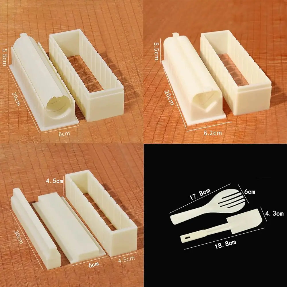 Sushi Maker Equipment Kit – Plastic Kimbap & Sushi Roll Molds in Round, Square & Heart Shapes