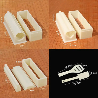 Sushi Maker Equipment Kit – Plastic Kimbap & Sushi Roll Molds in Round, Square & Heart Shapes