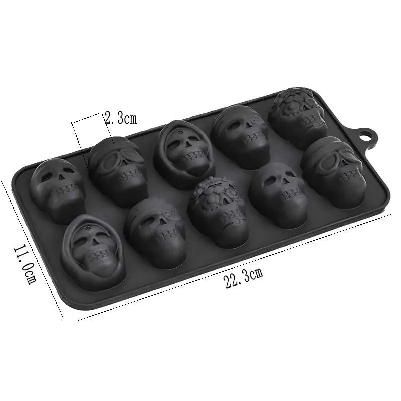 10-Grid Skull Silicone Ice Cube Mold
