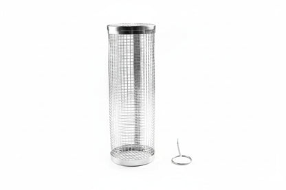 Rolling BBQ Grill Basket – Cylinder Barbecue Cage & Grilling Basket for Outdoor Camping