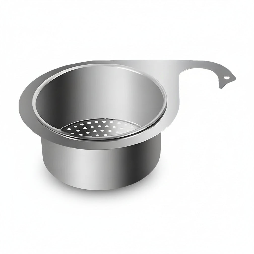 Stainless Steel Swan Sink Strainer Basket – Hanging Waste Drain Filter & Fruit Vegetable Drainer with Sponge Rack