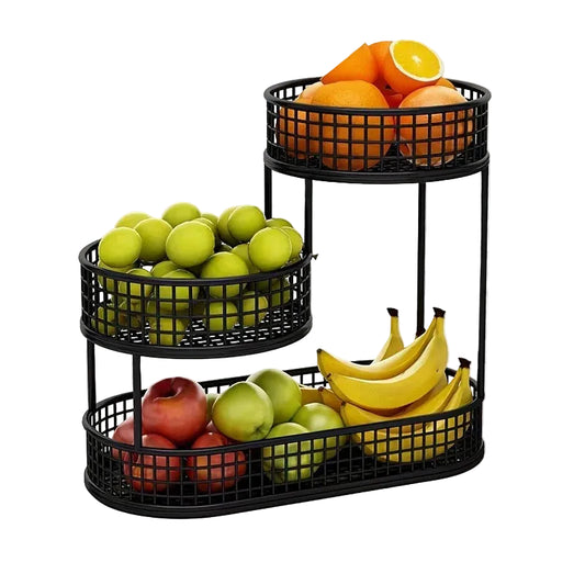 Multi-Layer Stainless Steel Fruit Basket – Elegant Round Metal Display Rack for Kitchen & Living Room