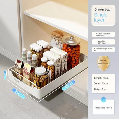 Pull-Out Kitchen Storage Rack with Slide Rails – Cabinet Organizer - Kitchenley