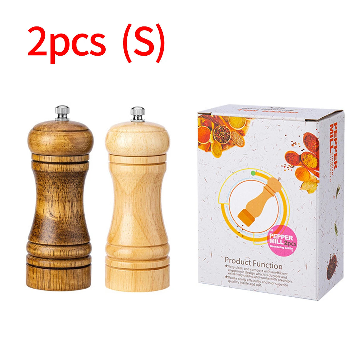 1PC Manual 5 inch 8 inch 10 inch grinder; pepper grinder; oak wood; Sichuan pepper; freshly ground pepper powder; seasoning jar.