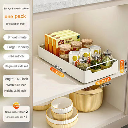 Pull-Out Kitchen Storage Rack with Slide Rails – Cabinet Organizer - Kitchenley
