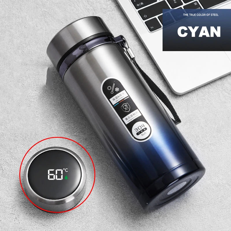Stainless Steel Thermos Bottle with LED Temperature Display – 500ml & 1L - Kitchenley