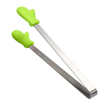 Creative Silicone Stainless Steel Mini Snack Food Tongs Non-slip Handles BBQ Bread Ice Cube Clip Kitchen Accessories BBQ