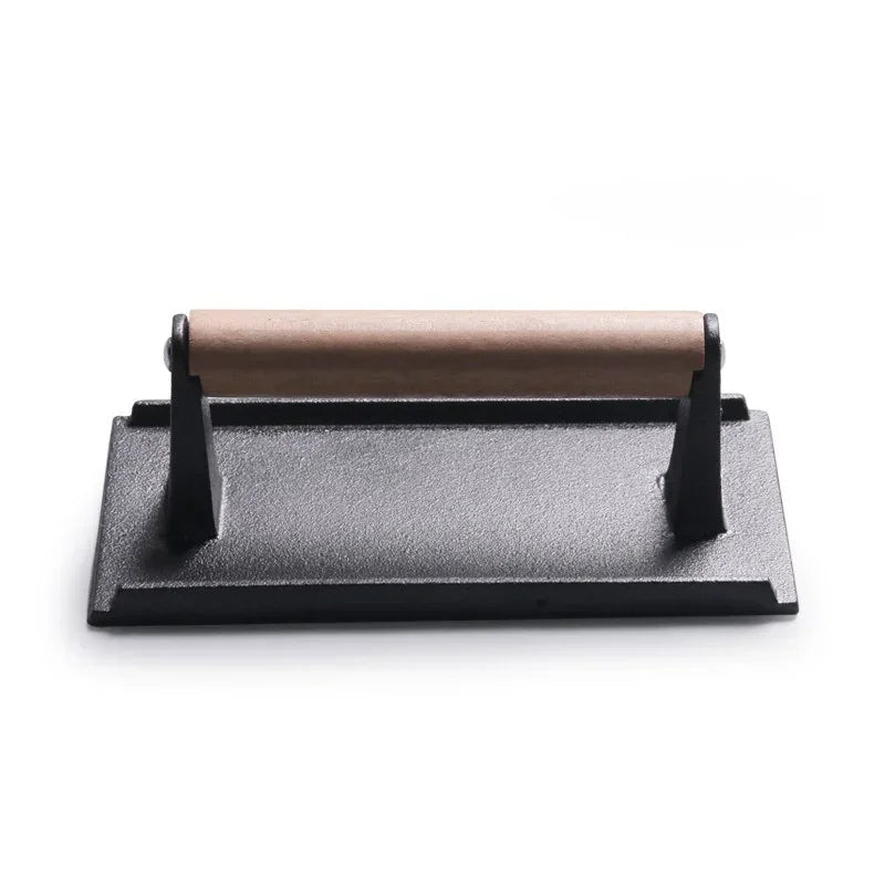 Kitchenley Heavy-Duty Cast Iron Steak & Burger Press – Round & Rectangular Meat Press with Handle for Outdoor Grilling