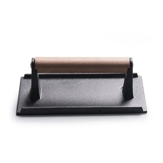 Kitchenley Heavy-Duty Cast Iron Steak & Burger Press – Round & Rectangular Meat Press with Handle for Outdoor Grilling