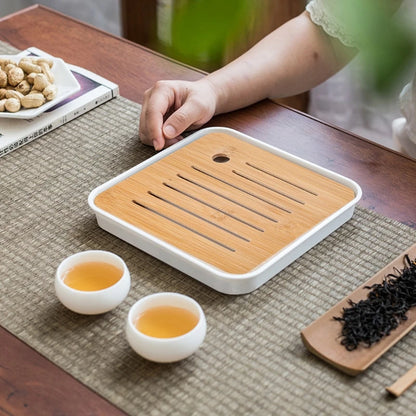 Mini Bamboo Chinese Kung Fu Tea Tray – Serving Tray Box for Tea Ceremonies