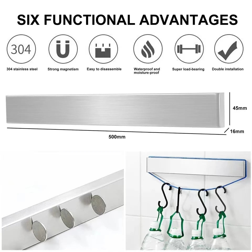 40CM 50CM Stainless Steel Knife Stand Magnetic Knife Holder Wall Block Storage Rack for Knives Kitchen Accessories Organizer