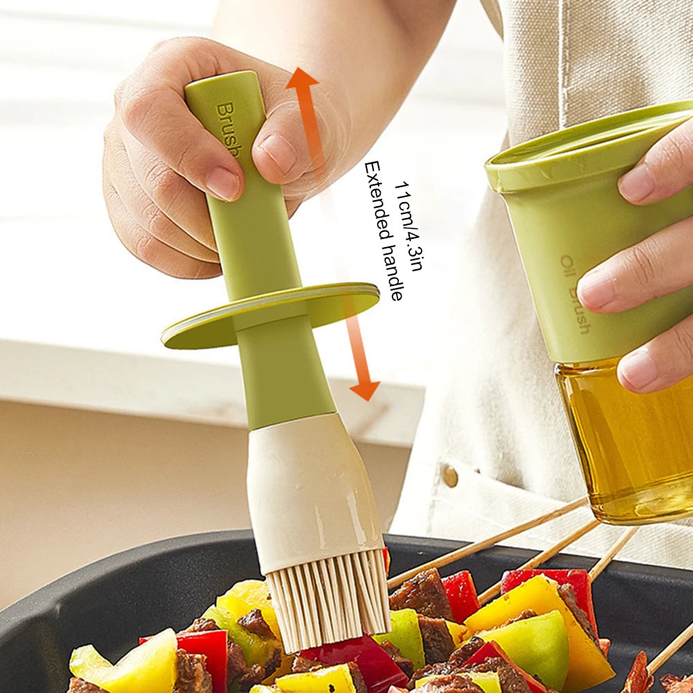 2-in-1 Oil Dispenser Bottle with Brush – Heat-Resistant Olive Oil, Sauce & Vinegar Bottle for BBQ & Baking