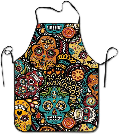 Sugar Skull Print Halloween Cooking Apron