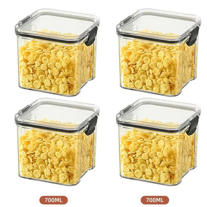 460/700/950/1300/1800ml Thick Sealed Storage Tank Transparent Square Dried Fruit Storage Box Kitchen Grain Storage Jar Container