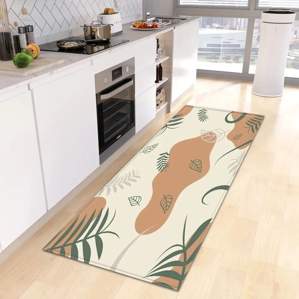 Tropical Plant Print Home Kitchen Floor Mat Door Front Decoration Floor Mat