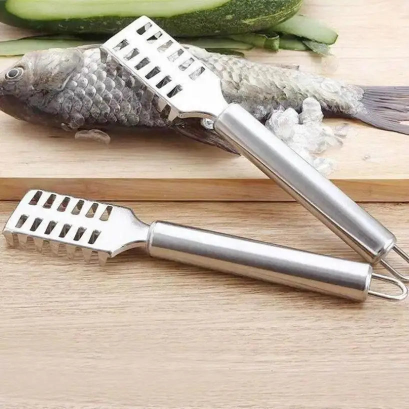 Kitchenley 2-in-1 Fish Scale Scraper & Shrimp Deveining Knife – Stainless Steel Fish Cleaning Tool for Seafood Prep