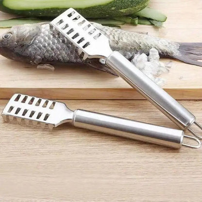 Kitchenley 2-in-1 Fish Scale Scraper & Shrimp Deveining Knife – Stainless Steel Fish Cleaning Tool for Seafood Prep