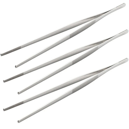 Stainless Steel Kitchen & BBQ Tongs – Grill Meat Tongs & Cooking Tweezers (1/3/4 Pcs)
