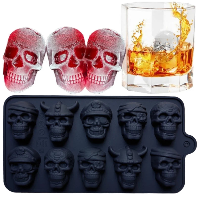 10-Grid Skull Silicone Ice Cube Mold