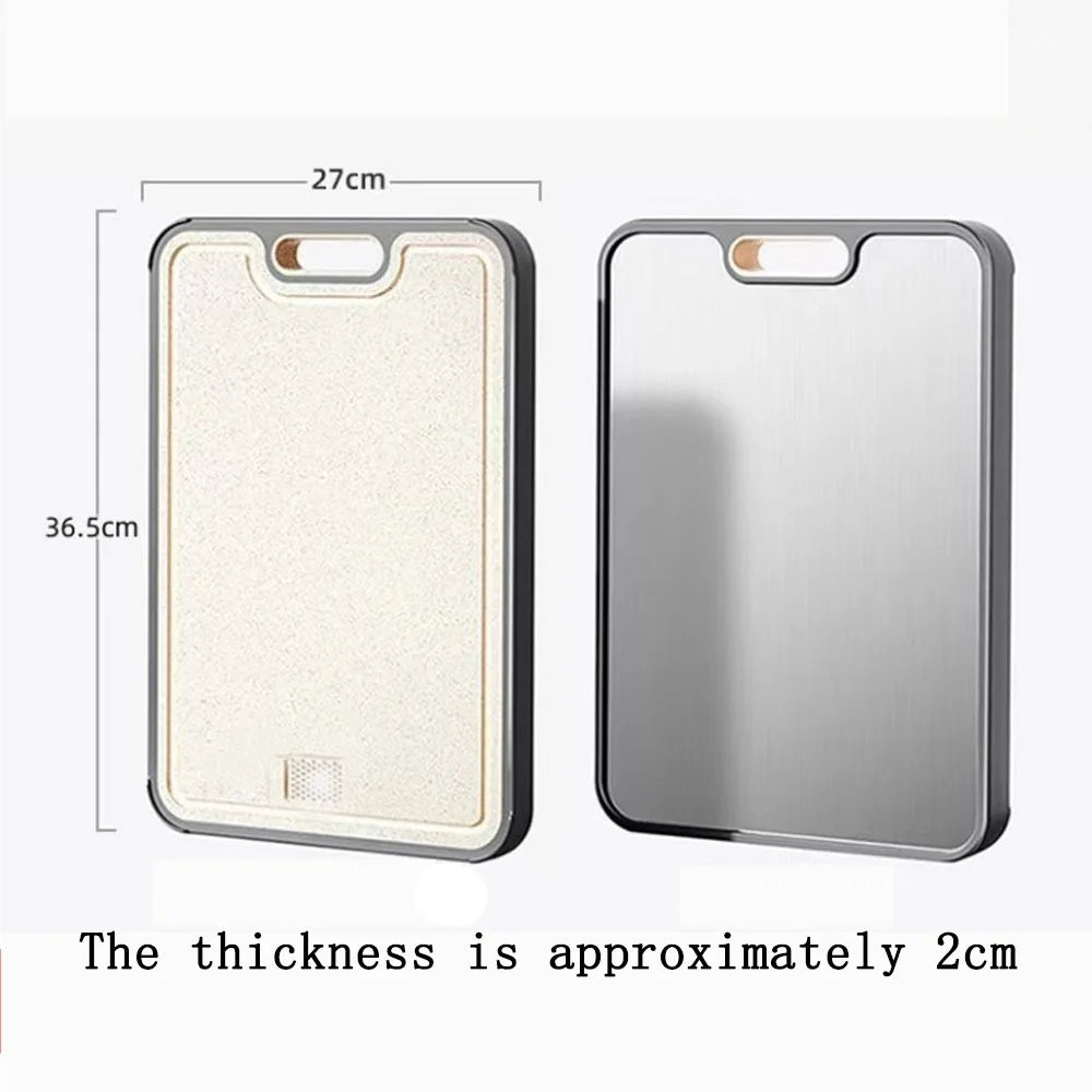 1pcs Stainless Steel Cutting Board Double Sided Chopping Board for Kitchen Scratch Resistant Anti-Slip Silicone Edges