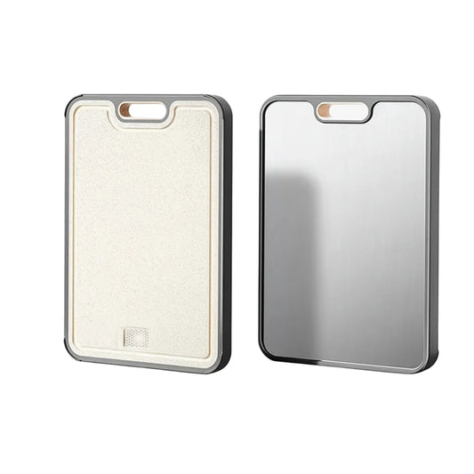Double-Sided Stainless Steel Cutting Board with Anti-Slip Silicone Edges - Kitchenley