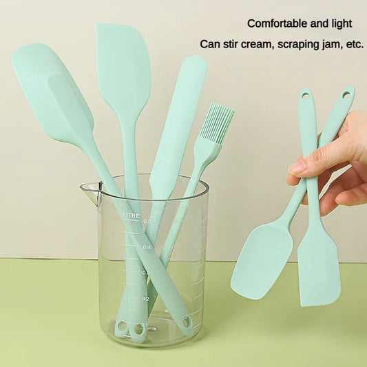 6pc Silicone Spatula set for baking-cake frosting kit with brush, non-stick scrapers & cream spreads |   cute kitchen gadgets