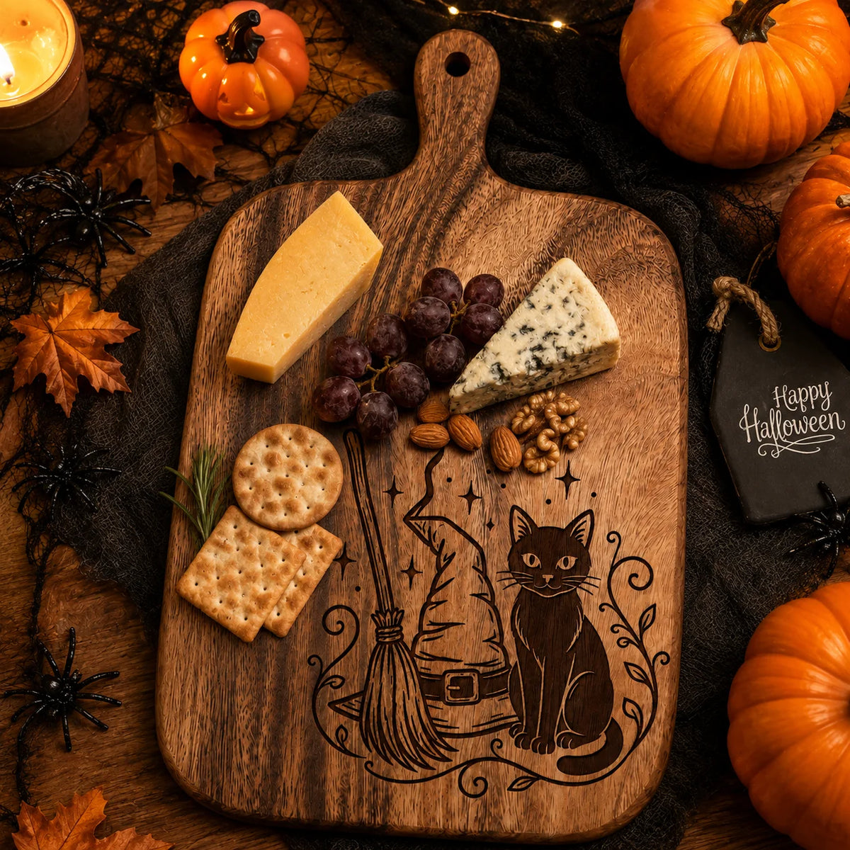 Wooden Carved Halloween Cutting Board