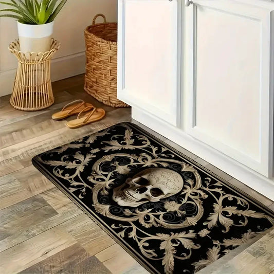 VIKAMA 1/2 pcs Skull Head Door Mat Comfortable Soft Warm Noise Reduction Kitchen Carpet Bathroom Toilet Floor Mat Home Decor