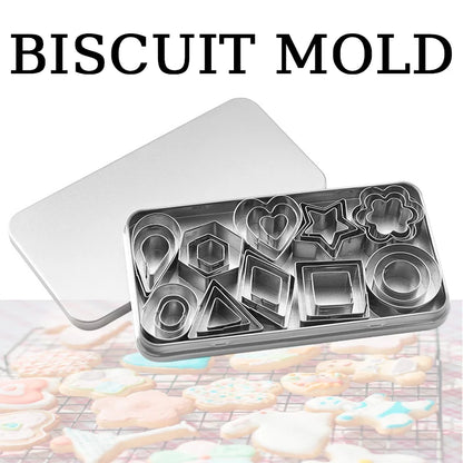 Mini Stainless Steel Mould Heart Star Flower Geometric Shape Cookie Cutters 30Pcs/Box Kitchen Fondant Biscuit Pastry Bakeware