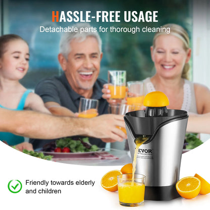 SucceBuy Electric Citrus Juicer Orange Juice Squeezer With One Juicing Cone 100W Stainless Steel Filter Orange Juice Maker