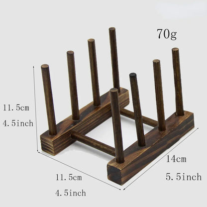 Wooden Dish Drainer & Drying Rack – Kitchen Plate Stand, Pot Lid Holder & Cup Display Shelf