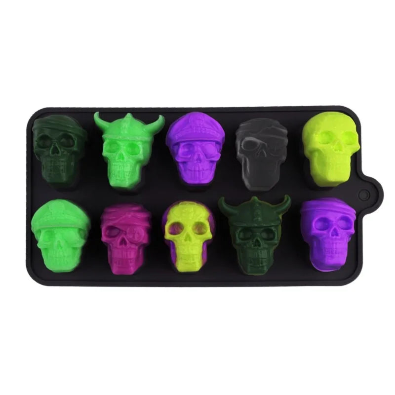 10-Grid Skull Silicone Ice Cube Mold