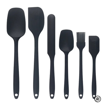 6pc Silicone Spatula set for baking-cake frosting kit with brush, non-stick scrapers & cream spreads |   cute kitchen gadgets