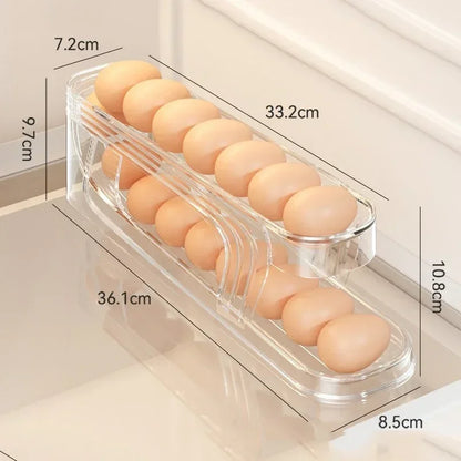 Bilayer Fridge Egg Storage Box Automatic Rolling Eggs Holder Rack Ladder Style Refrigerator Eggs Dispenser Egg Organizer Holder