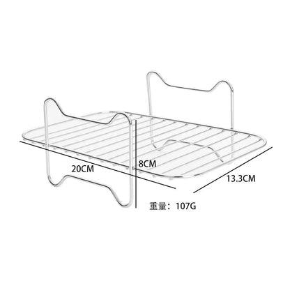304 Stainless Steel Air Fryer Grill Rack & Vertical Skewer Stand – Dehydrator BBQ Rack & Toast Bread Holder