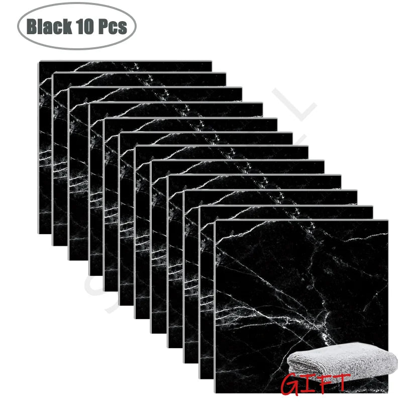 10-50Pcs PVC Marble Wall Stickers Self-Adhesive Thickened Tile Sticker Bathroom Waterproof Floor Sticker Kitchen Home Decoration