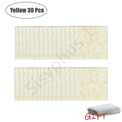 10-50Pcs PVC Marble Wall Stickers Self-Adhesive Thickened Tile Sticker Bathroom Waterproof Floor Sticker Kitchen Home Decoration