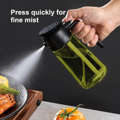 2in1 Black Glass Olive Oil Sprayer Lightproof Oil Dispenser for Cooking Salad Barbecue Kitchen Tools Refillable Spray Bottle