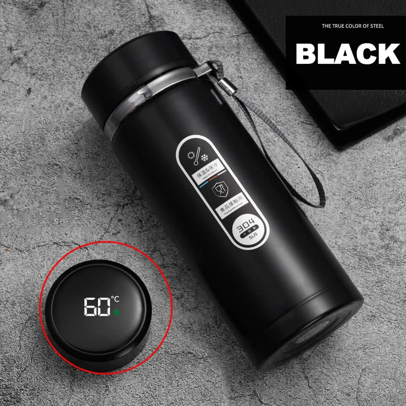 Stainless Steel Thermos Bottle with LED Temperature Display – 500ml & 1L - Kitchenley