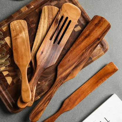 1-10 PC Wooden Cooking Spoons Smooth Teak Wooden Cooking Utensils Non-Stick Wooden Cooking Utensils – Wooden Spoons Set