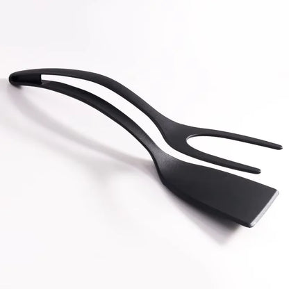 Egg Flipper Spatula 2 in 1 Grip and Flip Spatula Tongs Silicone Egg Flipper Tool Fish French Toast Tongs Non-Stick Cooking