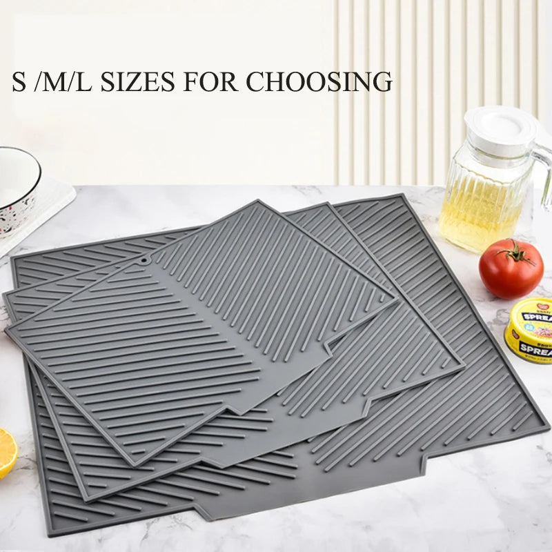 Silicone Draining Pad Drying Mat Pots Dish Drain Mat For Kitchen Tableware Non-slip Mats Anti-scald Coaster Kitchen Utensils