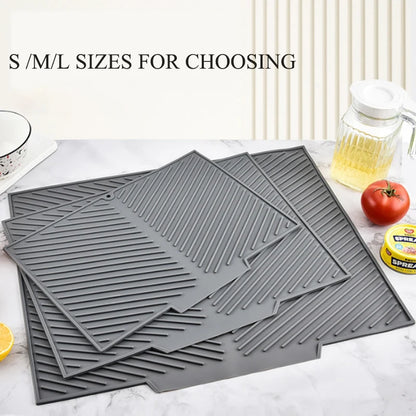 Silicone Draining Pad Drying Mat Pots Dish Drain Mat For Kitchen Tableware Non-slip Mats Anti-scald Coaster Kitchen Utensils