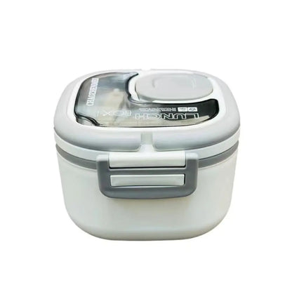 Blue/Green/Pink/White Insulated Lunch Box Plastic/Stainless Steel 15*15*9.6 CM Bento Box Lunch Box with Cutlery Camp Out