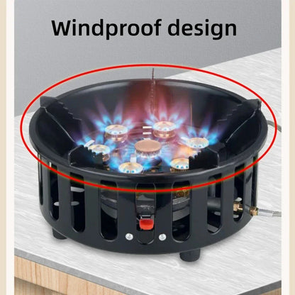 19800W 7-Core Camping Stove High-Power Gase Burner Windproof Stove Electronic ignition Outdoor Stoves Hiking Camping