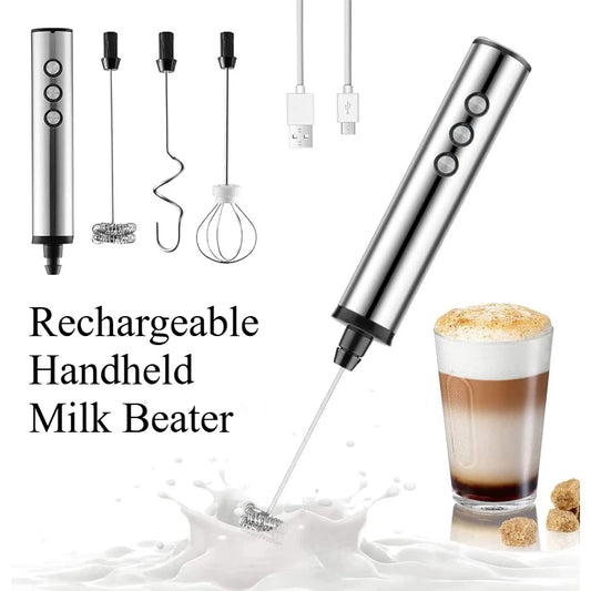 3 in 1 Electric Handheld Milk Frother 3 Adjustable Speeds Mini Hand Mixer Detachable Stainless Steel Whisk Home Kitchen Use Tool